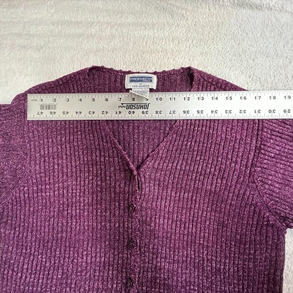 Prophecy By Sag Harbor Womens Purple Knit Cardigan Sweater 2X Silk Blend Buttons - Picture 5 of 9